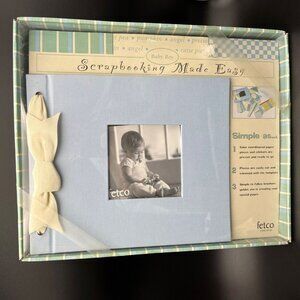 Scrapbooking Made Easy Album + Kit 130 Pieces 10.5" x 9" Baby Boy Blue Fetco NOS